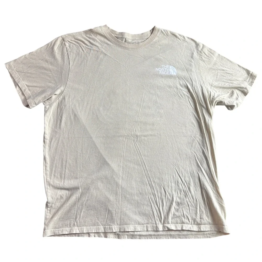 The North Face Mens XXL Tan Circular Design Graphic T-Shirt Never Stop Exploring